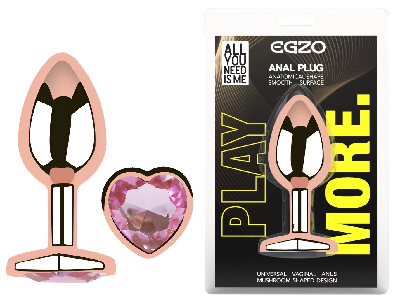  �������� ������ � ����������-������� EGZO Rose Gold Heart Plug, 8,2 � 3,4 ��