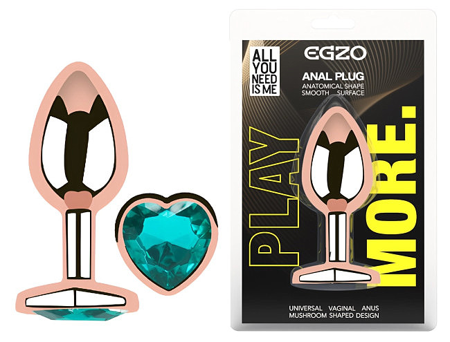  �������� ������ � ����������-������� EGZO Rose Gold Heart Plug, 8,2 � 3,4 ��