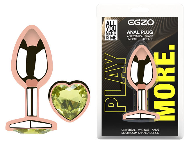  �������� ������ � ����������-������� EGZO Rose Gold Heart Plug, 8,2 � 3,4 ��