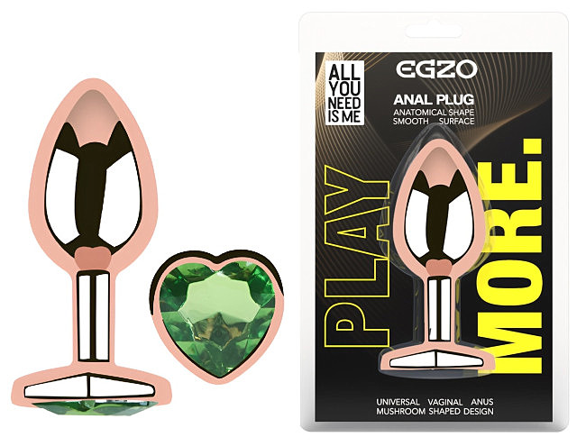 �������� ������ � ����������-������� EGZO Rose Gold Heart Plug, 8,2 � 3,4 ��