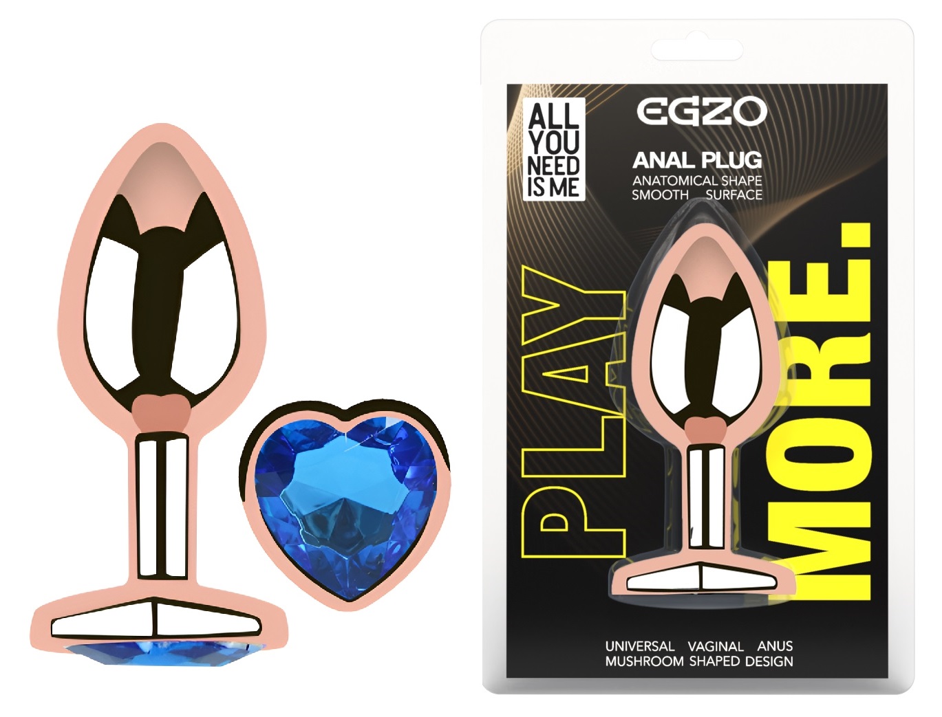  �������� ������ � ����������-������� EGZO Rose Gold Heart Plug, 8,2 � 3,4 ��
