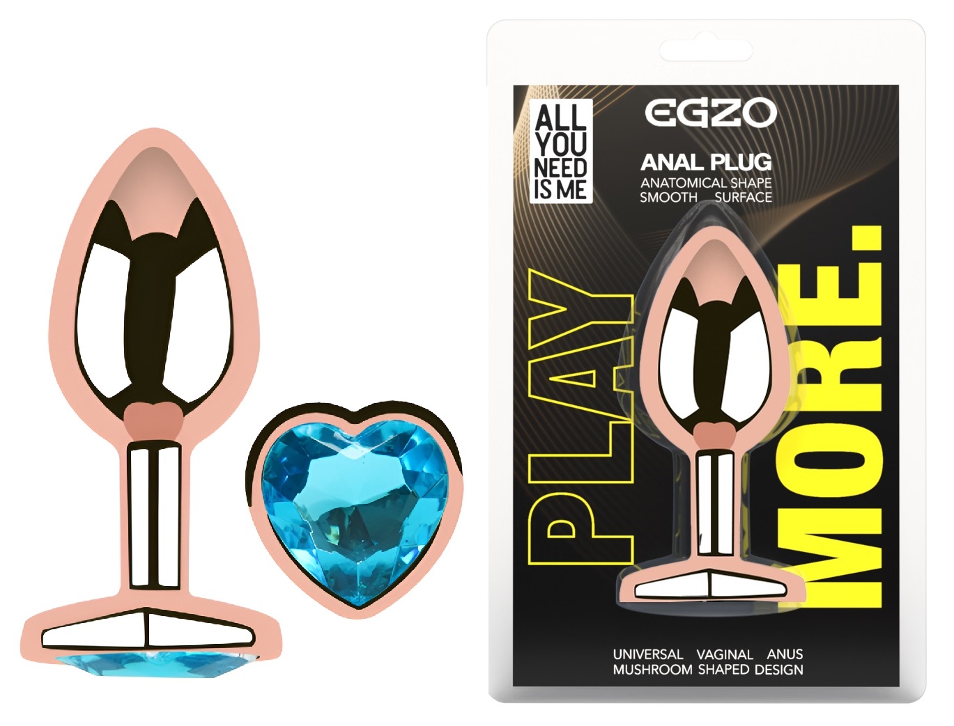 �������� ������ � ����������-������� EGZO Rose Gold Heart Plug, 8,2 � 3,4 ��