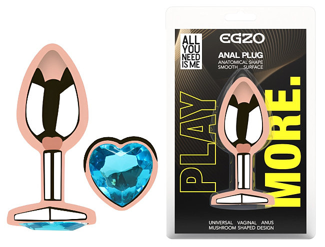 �������� ������ � ����������-������� EGZO Rose Gold Heart Plug, 8,2 � 3,4 ��