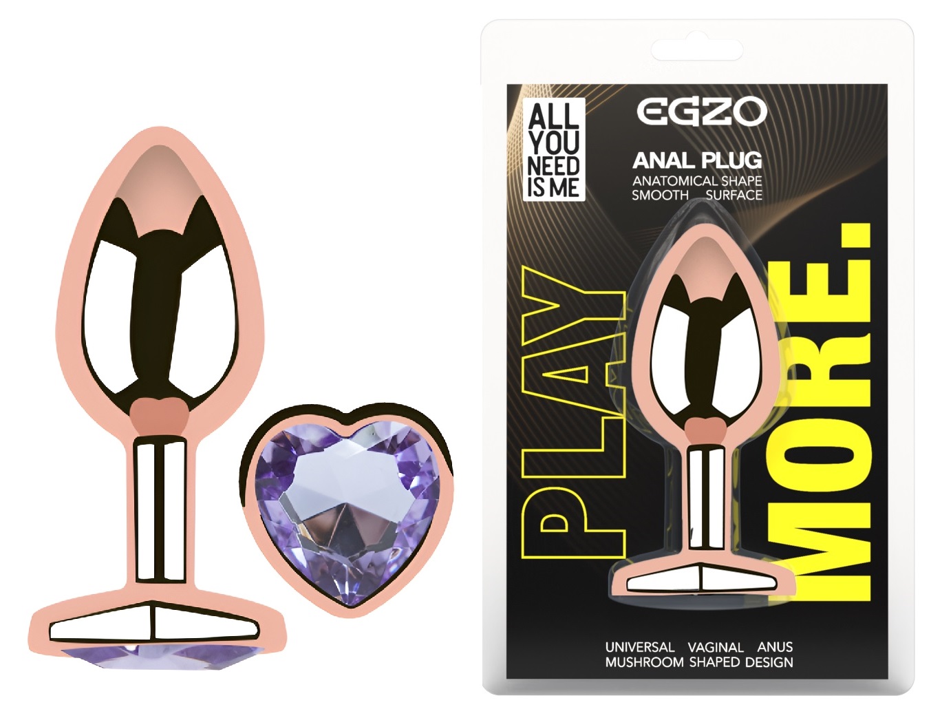  �������� ������ � ����������-������� EGZO Rose Gold Heart Plug, 8,2 � 3,4 ��