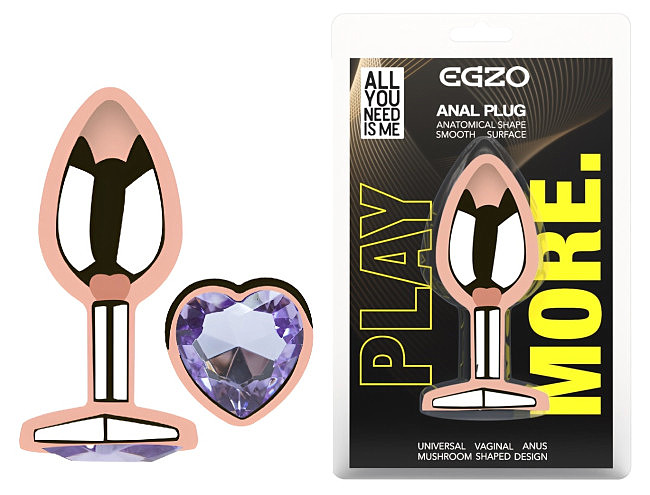  �������� ������ � ����������-������� EGZO Rose Gold Heart Plug, 8,2 � 3,4 ��