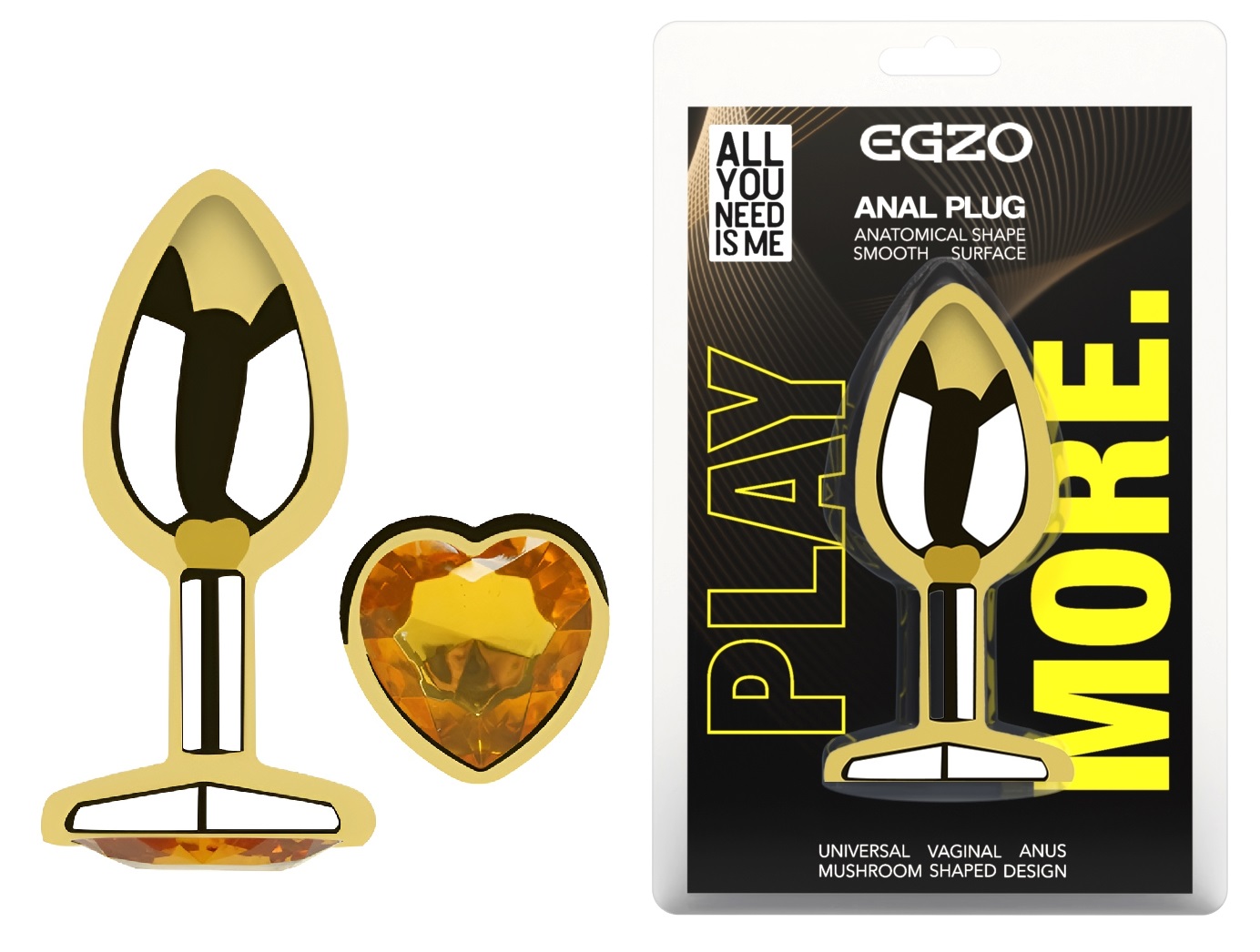 ���������� �������� ������ � ���������� � ����� ������ EGZO Gold Heart Plug size M, 8,2 � 3,4 ��