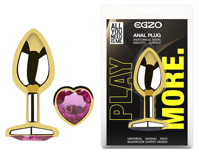 ���������� �������� ������ � ���������� � ����� ������ EGZO Gold Heart Plug size M, 8,2 � 3,4 ��