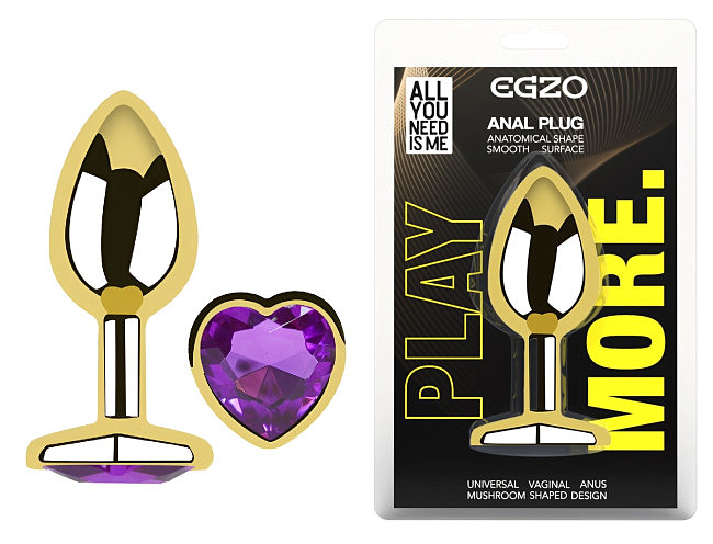 ���������� �������� ������ � ���������� � ����� ������ EGZO Gold Heart Plug size M, 8,2 � 3,4 ��