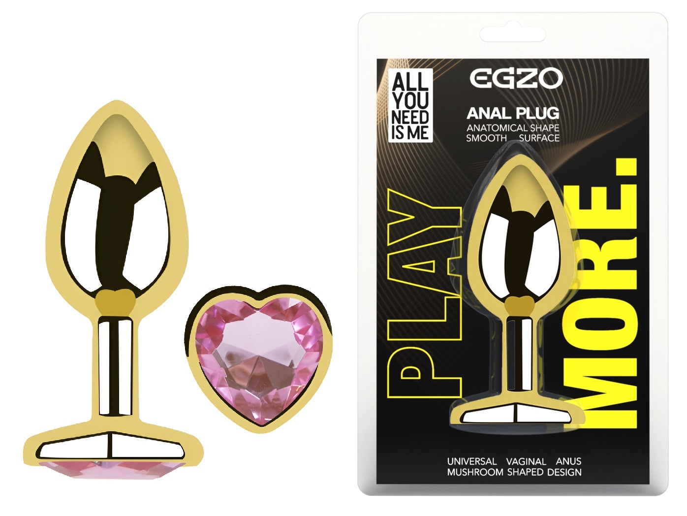 ���������� �������� ������ � ���������� � ����� ������ EGZO Gold Heart Plug size M, 8,2 � 3,4 ��