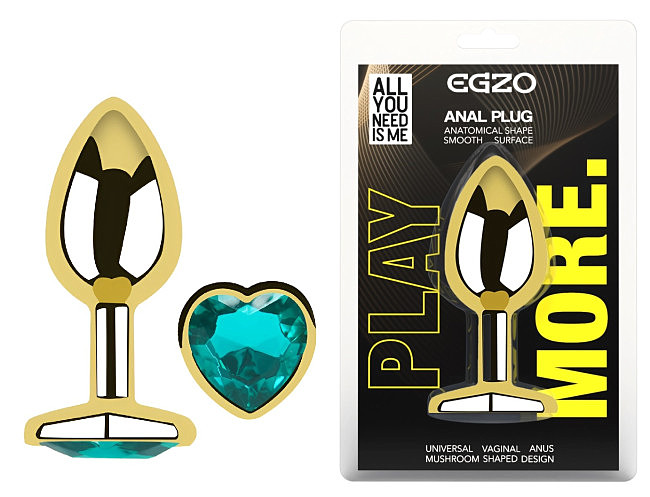 ���������� �������� ������ � ���������� � ����� ������ EGZO Gold Heart Plug size M, 8,2 � 3,4 ��