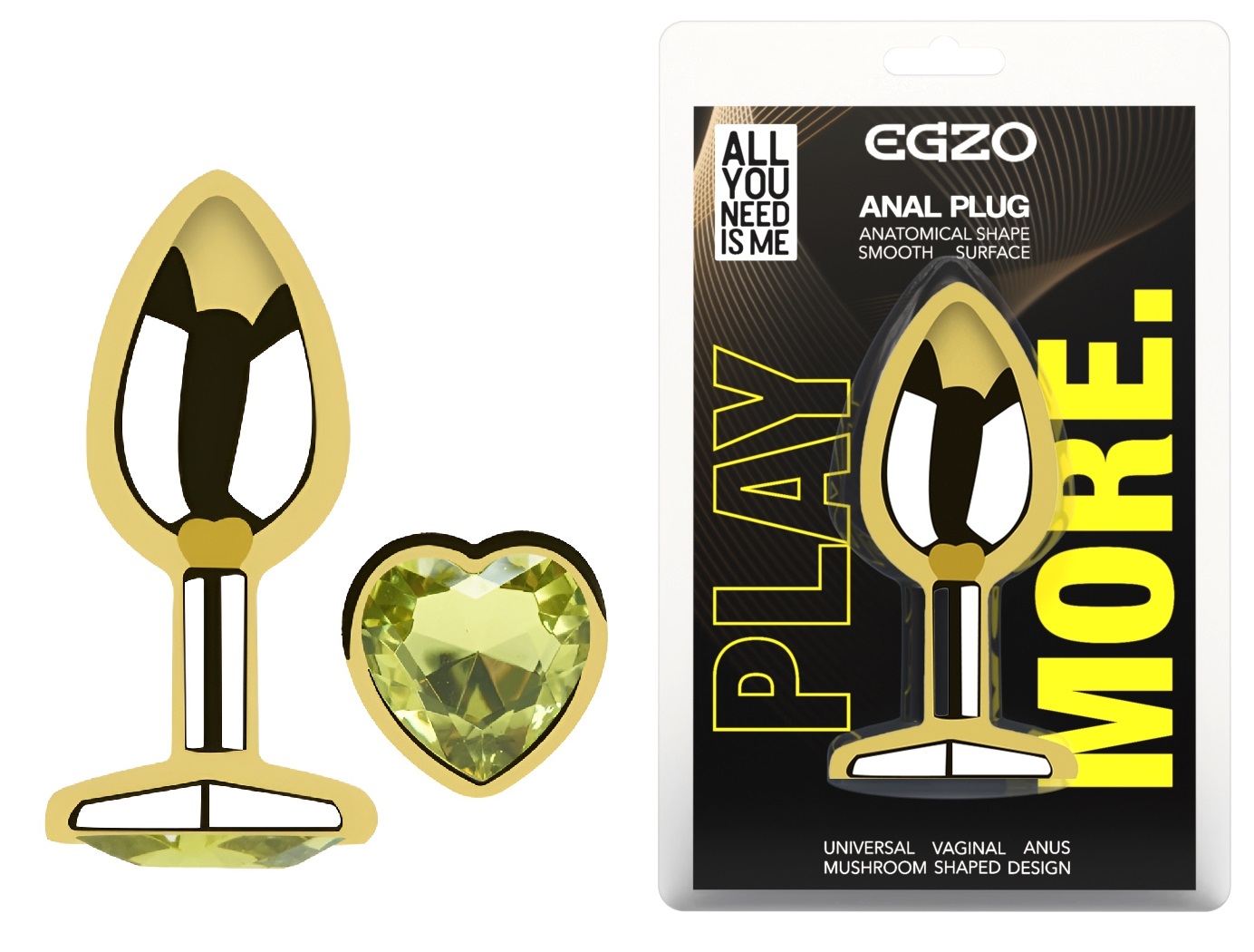 ���������� �������� ������ � ���������� � ����� ������ EGZO Gold Heart Plug size M, 8,2 � 3,4 ��