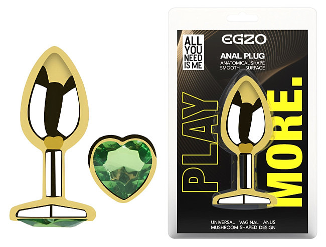 ���������� �������� ������ � ���������� � ����� ������ EGZO Gold Heart Plug size M, 8,2 � 3,4 ��