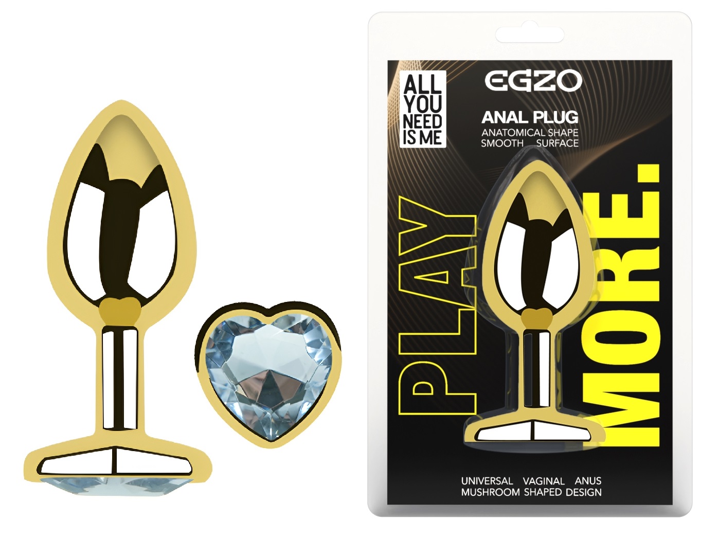 ���������� �������� ������ � ���������� � ����� ������ EGZO Gold Heart Plug size M, 8,2 � 3,4 ��
