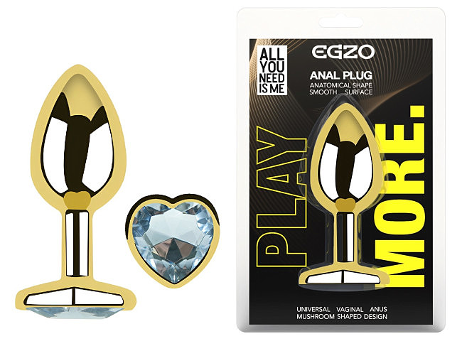���������� �������� ������ � ���������� � ����� ������ EGZO Gold Heart Plug size M, 8,2 � 3,4 ��
