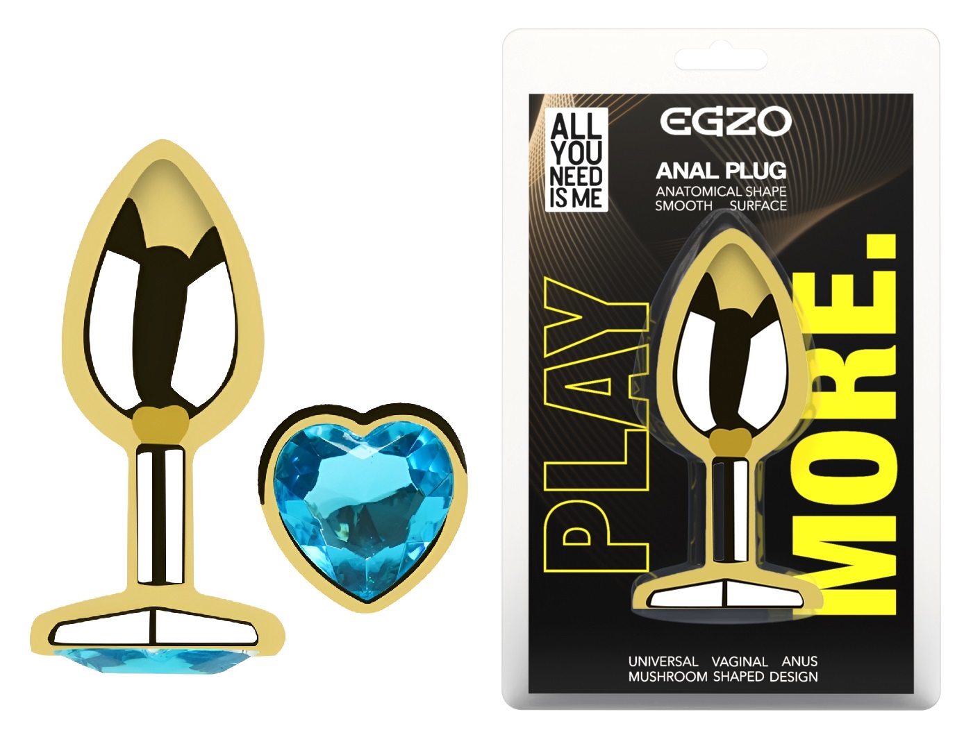 ���������� �������� ������ � ���������� � ����� ������ EGZO Gold Heart Plug size M, 8,2 � 3,4 ��