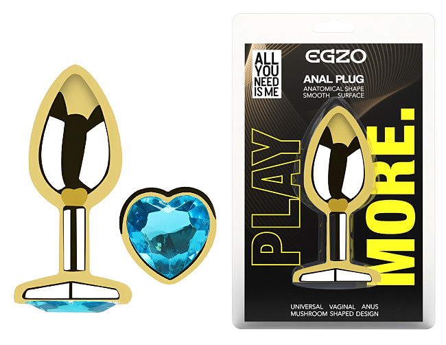 ���������� �������� ������ � ���������� � ����� ������ EGZO Gold Heart Plug size M, 8,2 � 3,4 ��