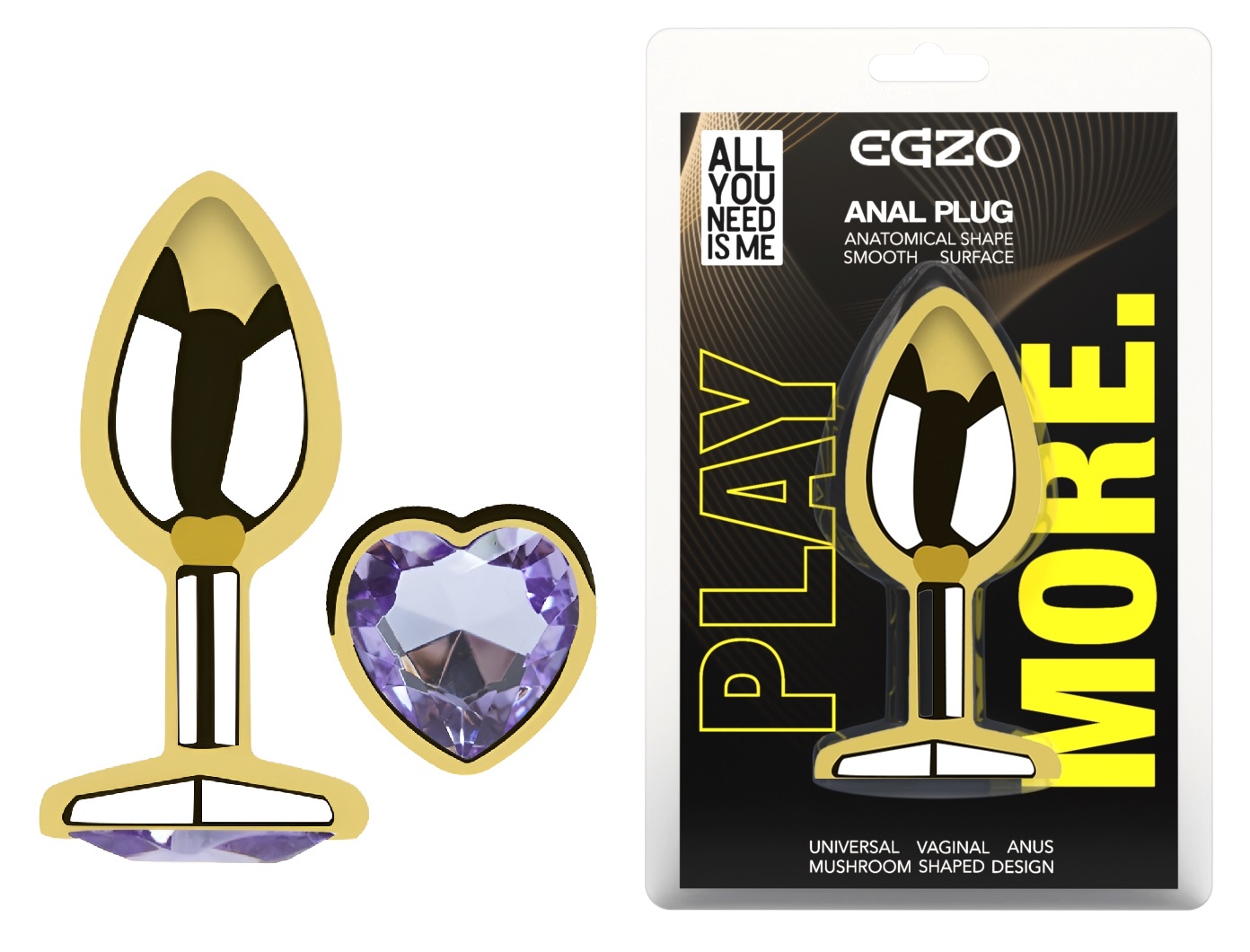 ���������� �������� ������ � ���������� � ����� ������ EGZO Gold Heart Plug size M, 8,2 � 3,4 ��