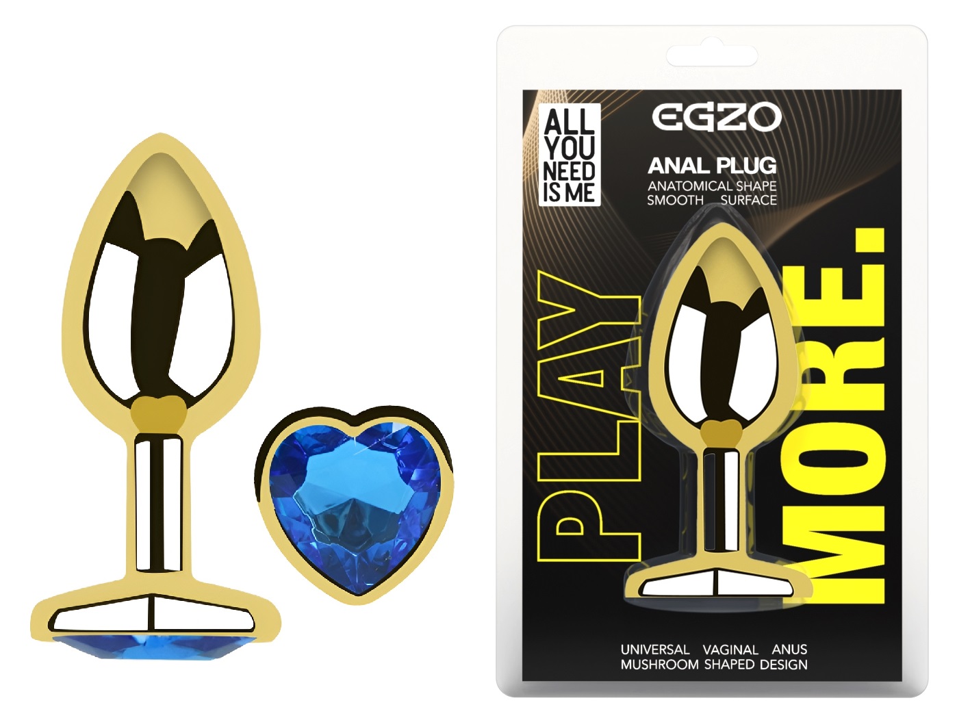 ���������� �������� ������ � ���������� � ����� ������ EGZO Gold Heart Plug size M, 8,2 � 3,4 ��