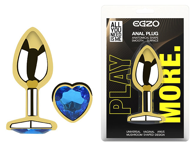 ���������� �������� ������ � ���������� � ����� ������ EGZO Gold Heart Plug size M, 8,2 � 3,4 ��